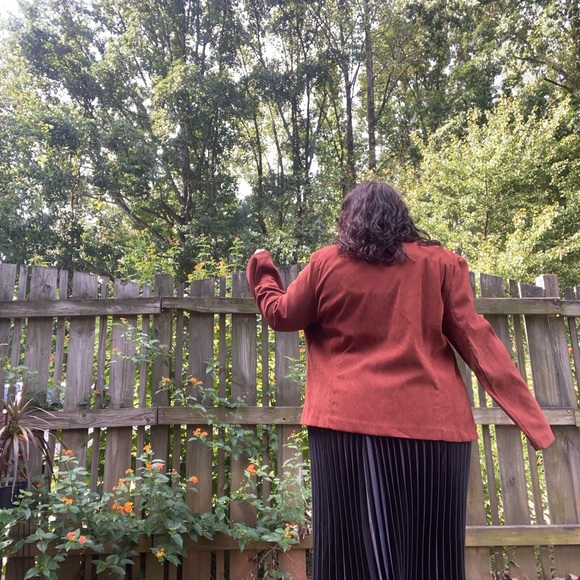 Vintage Jacket Blazer | Dark Orange Spice | Embroidered | Size 20W | Chic Boho - Picture 3 of 12